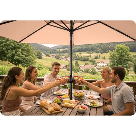 Duży parasol ogrodowy 300cm balkonowy składany + pokrowiec Plonos