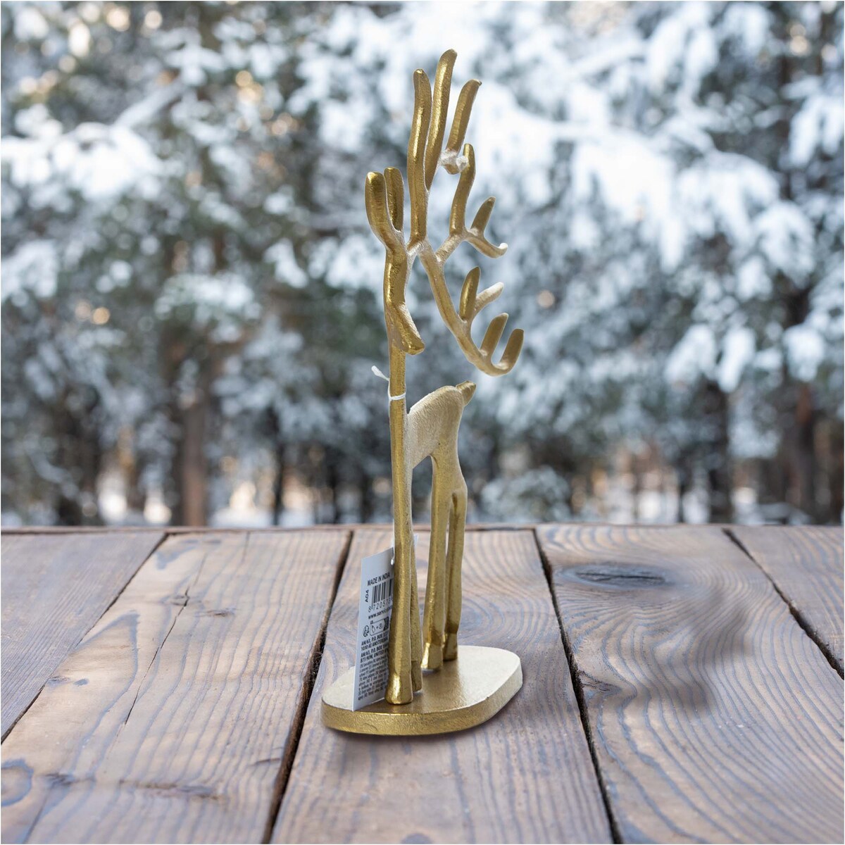 Figurka Renifer Jeleń 23X8X31.5 Cm Dekoracja Świąteczna Metalowa Złota