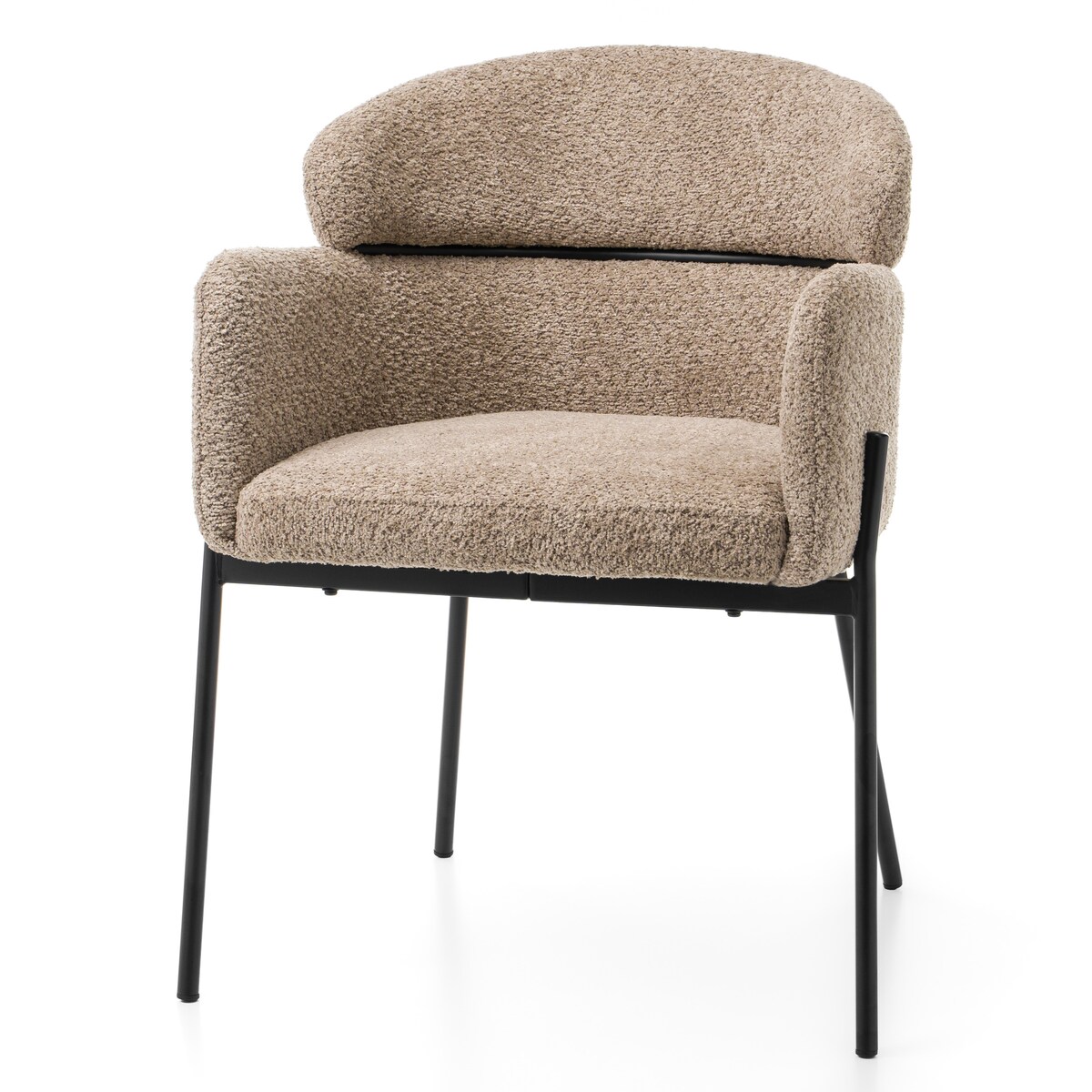 Krzesło tapicerowane boucle do salonu BOLZANO ciemnobeżowe