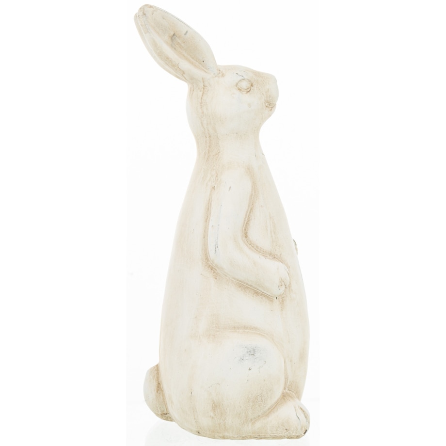 Dekoracja - beżowa ceramiczna figurka królika 31.5x13x13 cm