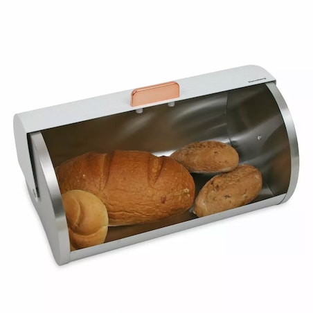 Chlebak stalowy pojemnik na chleb pieczywo bułki biały KLAUSBERG