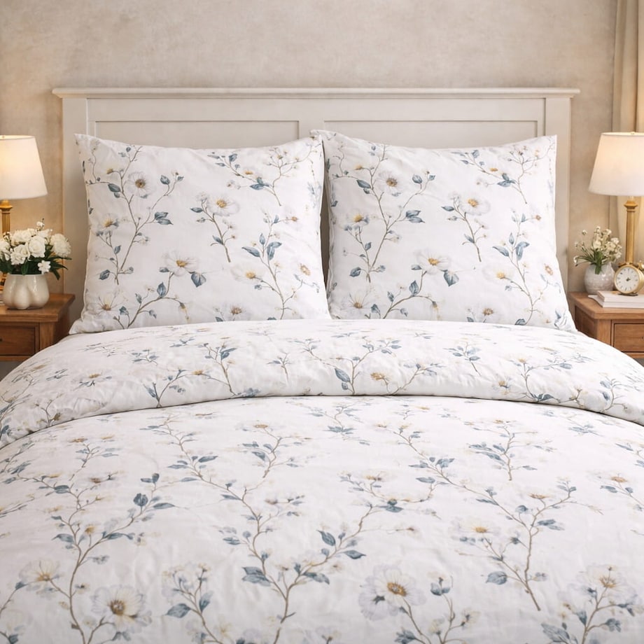 Pościel bawełniana 200x220 cm magnolia biała