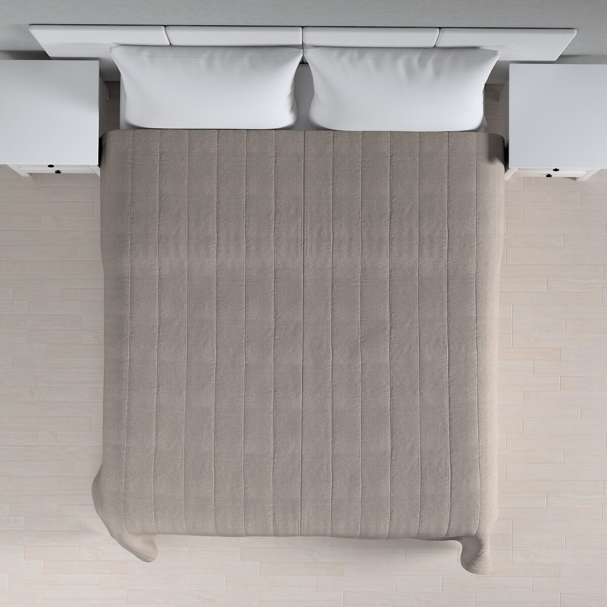 Narzuta pikowana w pasy 130x210 beżowo-szary