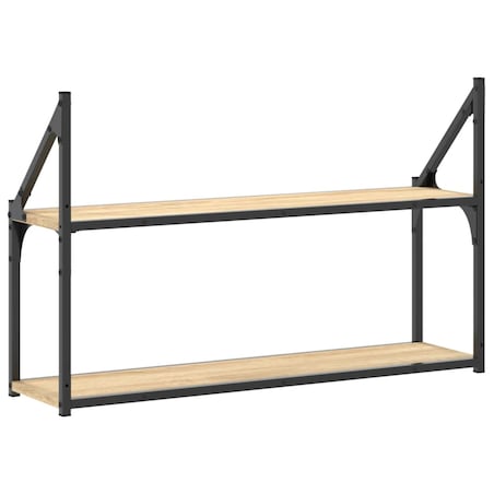 vidaXL Regał ścienny z 2 półkami, dąb sonoma, 80x21x51 cm