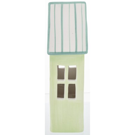 Ceramiczny domek 24x13,5x7 cm GILLI-2 zielony z niebieskim dachem