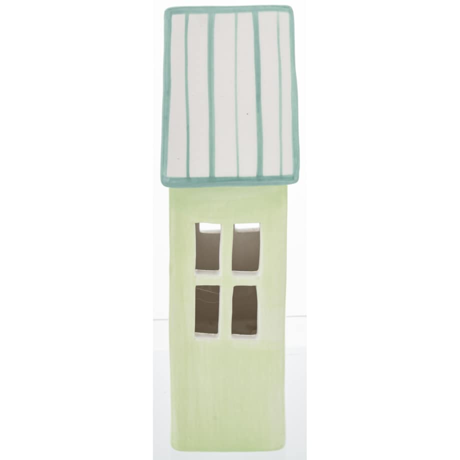 Ceramiczny domek 24x13,5x7 cm GILLI-2 zielony z niebieskim dachem
