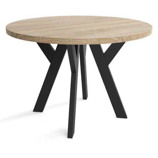 Stół okrągły rozkładany 90/130 Dąb sonoma + n. czarne