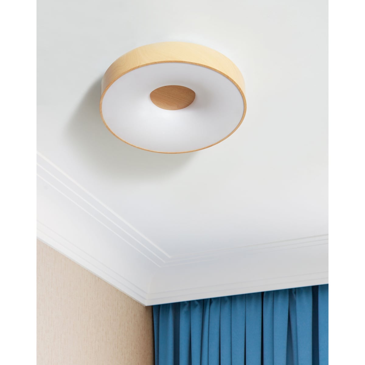 Lampa sufitowa LED ze ściemniaczem metalowa jasne drewno BRAGOTO