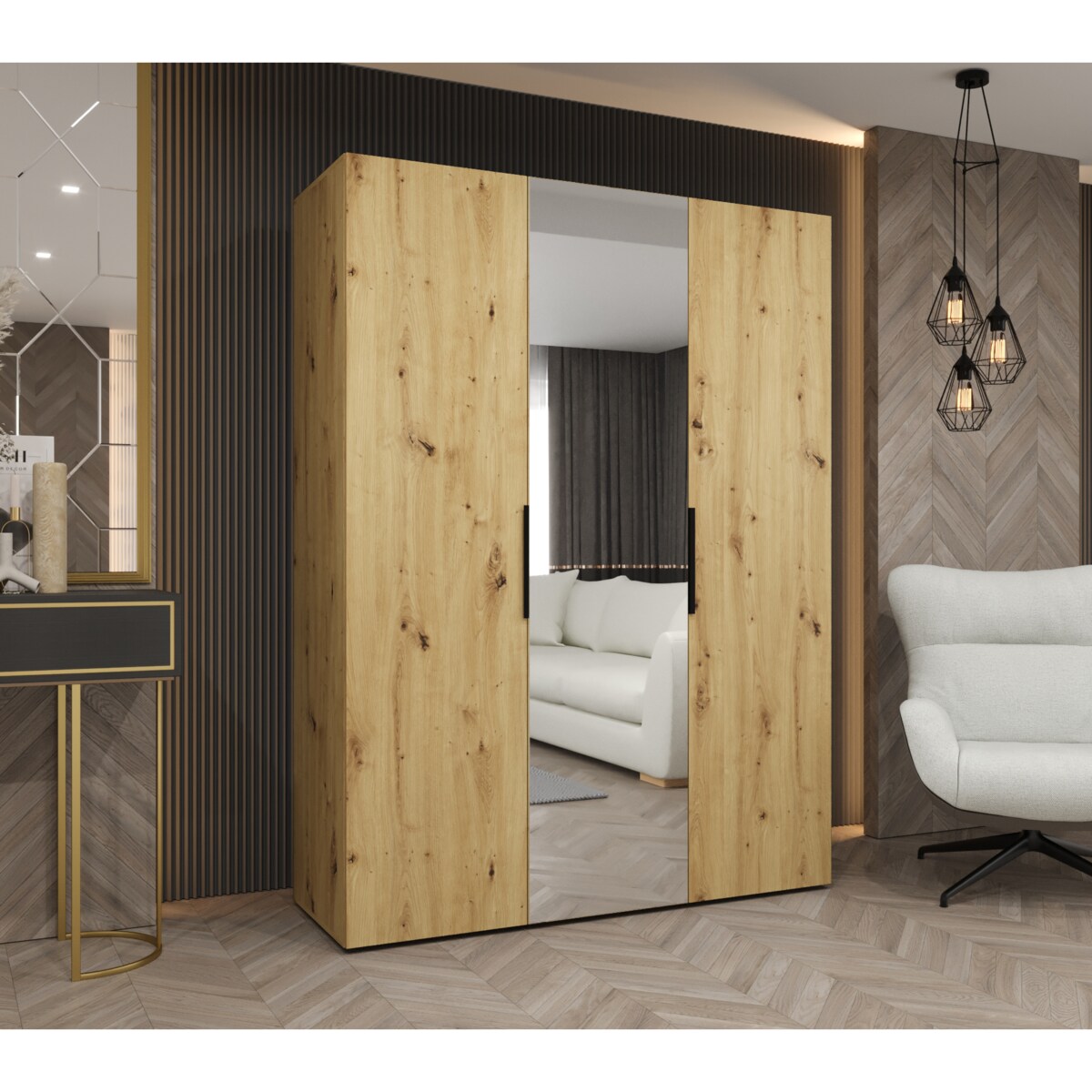 Szafa uchylna otwierana MARBELLA 2 150 wys. 202 cm Artisan + u. Czarny