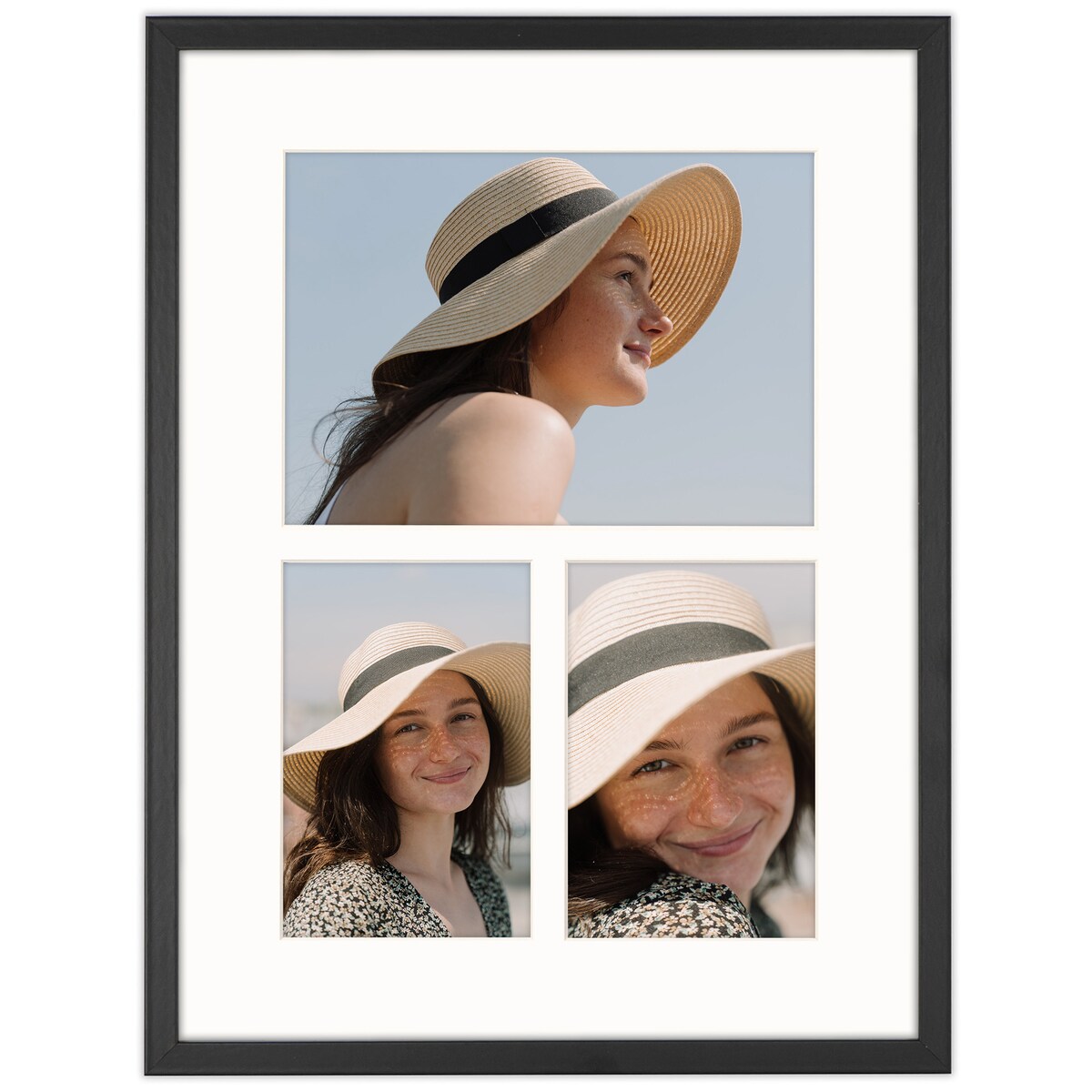 Ramka na 3 zdjęcia 2x 10x15 1x 15x21 czarna foto galeria 30x40 cm FRAMAI