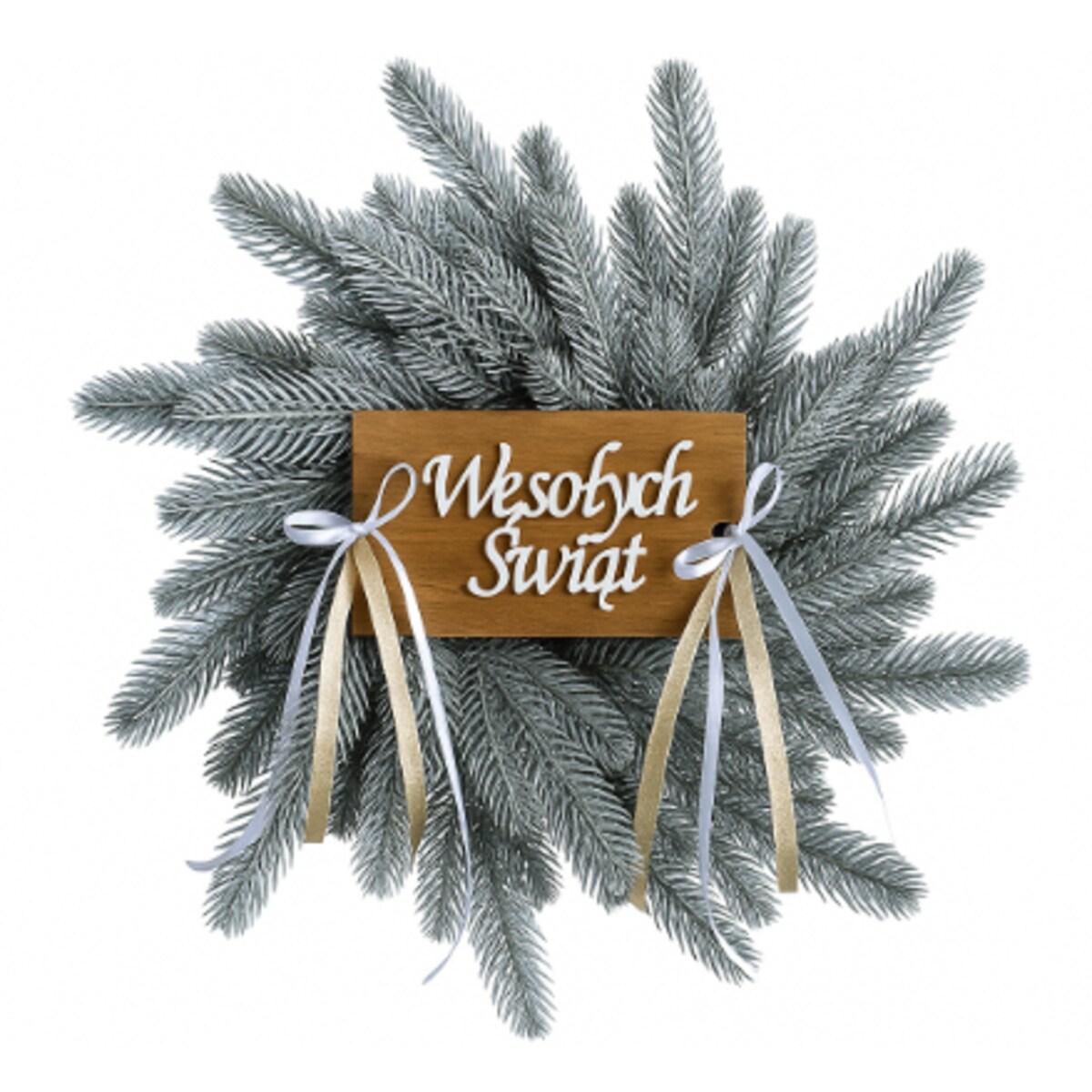 Wianek świąteczny ⌀ 35 cm wieniec BOŻE NARODZENIE srebrny