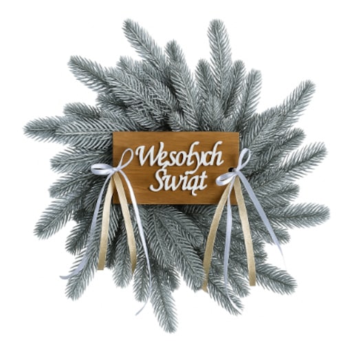 Wianek świąteczny ⌀ 35 cm wieniec BOŻE NARODZENIE srebrny