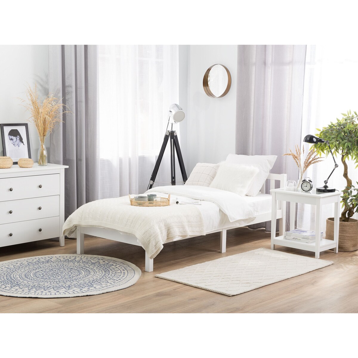 Łóżko Drewno sosnowe FLORAC 90 x 200 cm Biały