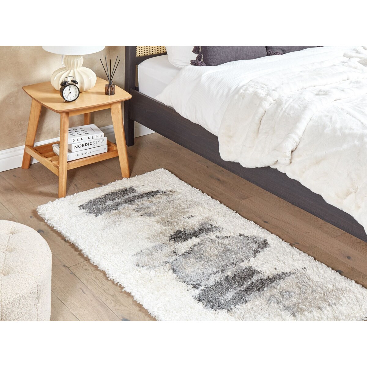 Dywan Shaggy 80 x 150 cm biało-szary MASIS