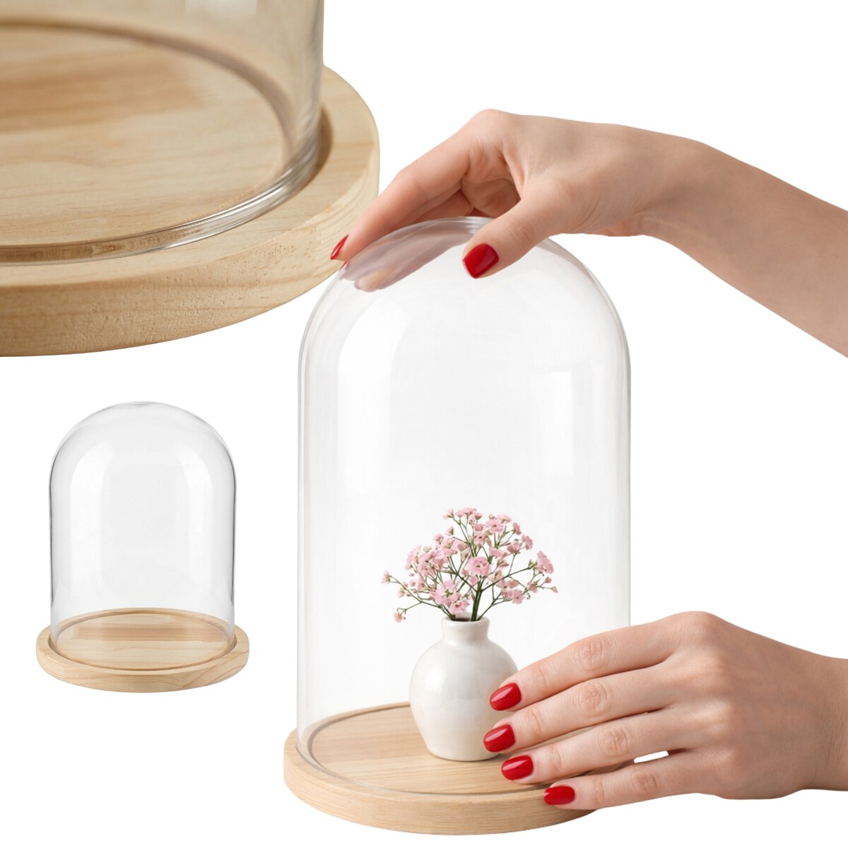 Kopuła dekoracyjna ze szklanym kloszem AURA, 30 cm