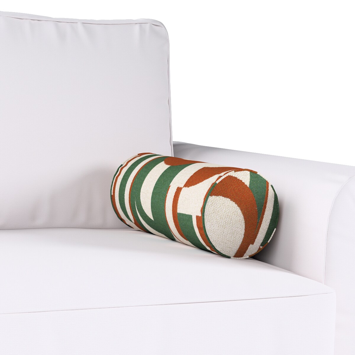 Poduszka wałek prosty, zielono-czerwony wzory na kremowym tle, Ø16 x 40 cm, Cosy Home