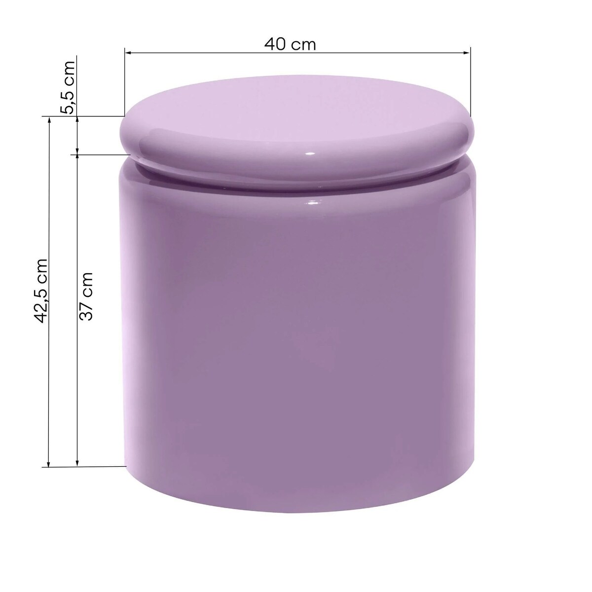 Stolik kawowy boczny Ø40 cm glossy 42,5x40x40 cm RULLO liliowy