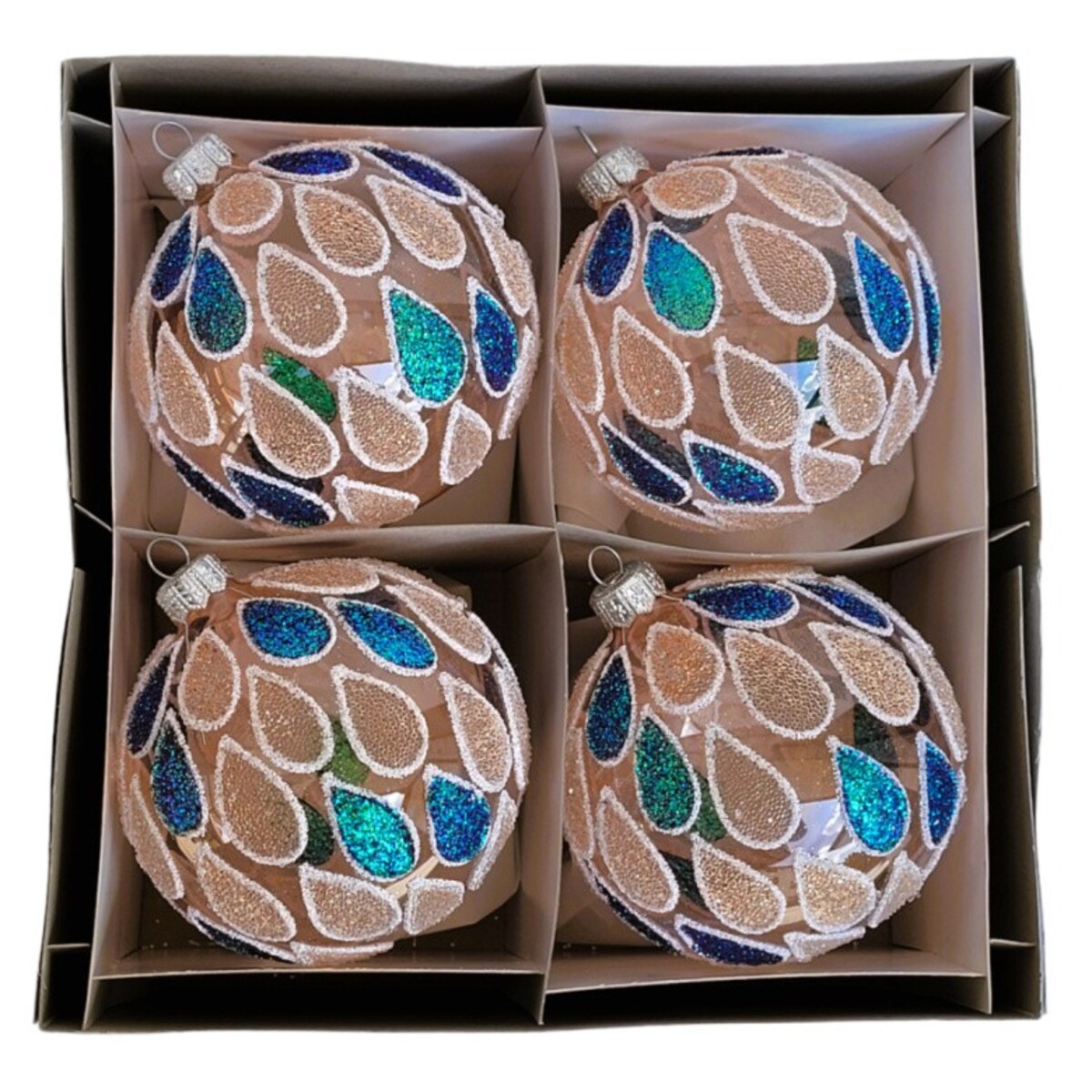 Bombka szklana 4 szt. KROPELKI Ø 120 mm