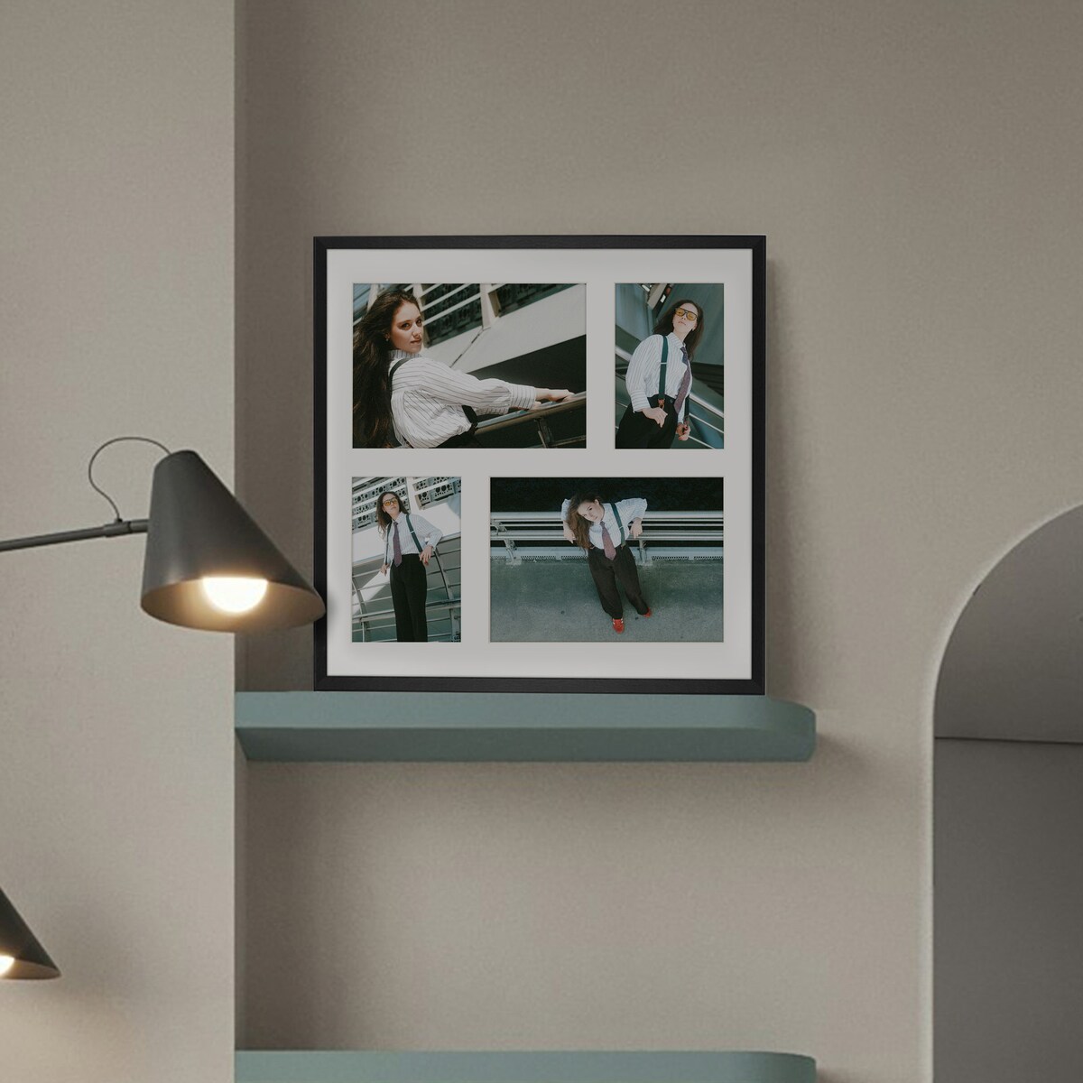 Ramka na 4 zdjęcia 2x 10x15 cm 2x 15x21 cm czarna foto galeria 40x40 cm FRAMAI