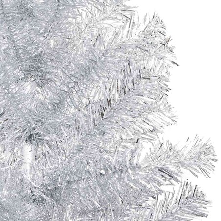 vidaXL Sztuczna choinka z lampkami i bombkami, srebrna, 120 cm, PET