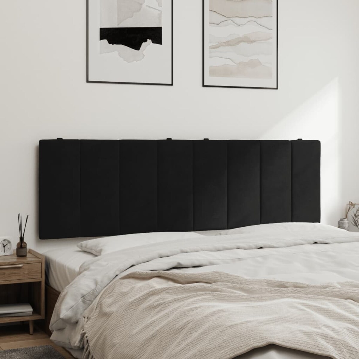 vidaXL Poduszka na wezgłowie, Hanko, czarna, 160 cm, aksamitna