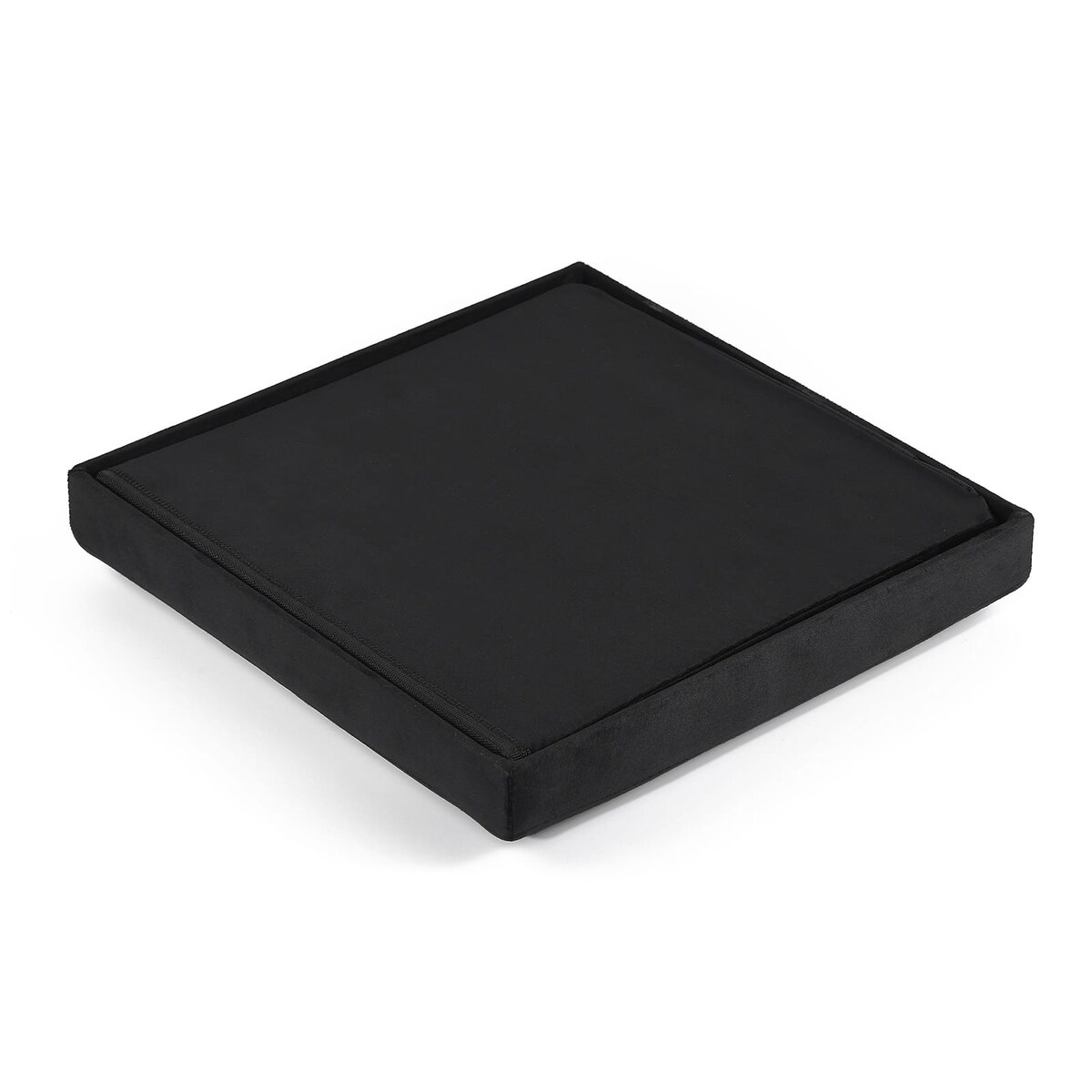 Pufa Składana L Z Guzikami - 38X38X38Cm Aksamit Czarna X 8