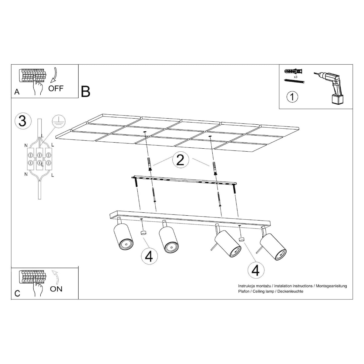 Plafon RING 4L ultramaryna