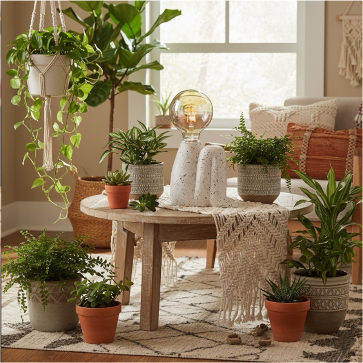 Lampka Nocna Led Stojąca Stołowa Cementowa Dekoracyjna Na Baterie Biała