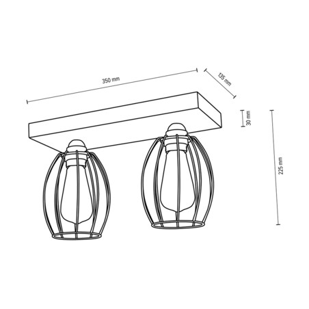 Drewniana Lampa Sufitowa BRITOP Lighting 2xE27 Max.60W Naturalna Brzoza z Akcentem Czerni, Polski Producent, 1 szt.