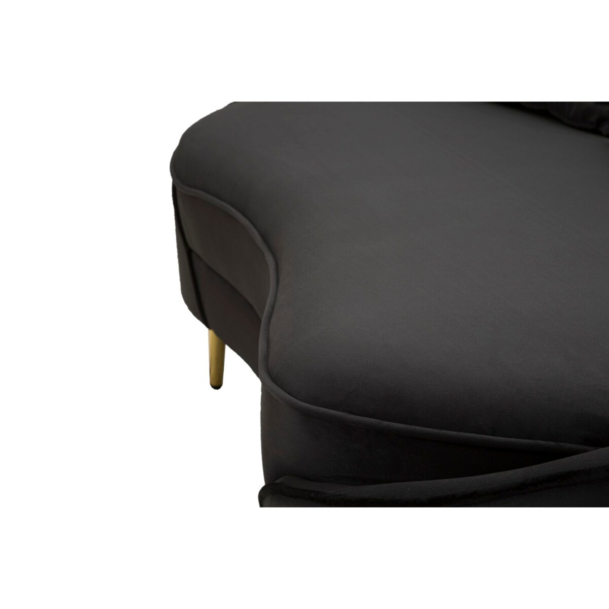 Sofa Oslo, kolor czarny i złoty, poliester, drewno eukaliptusowe i metal, 185 x 84 x 68 cm, do salonu, Mauro Ferretti