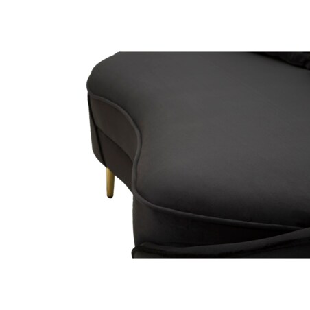 Sofa Oslo, kolor czarny i złoty, poliester, drewno eukaliptusowe i metal, 185 x 84 x 68 cm, do salonu, Mauro Ferretti