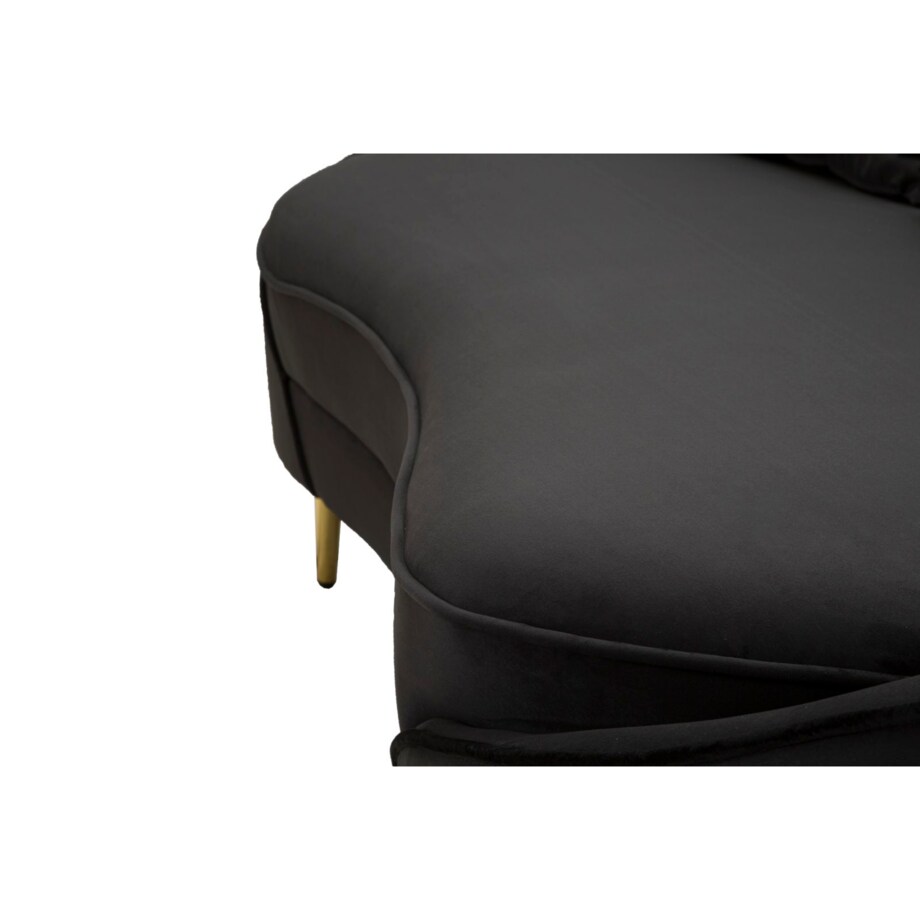 Sofa Oslo, kolor czarny i złoty, poliester, drewno eukaliptusowe i metal, 185 x 84 x 68 cm, do salonu, Mauro Ferretti