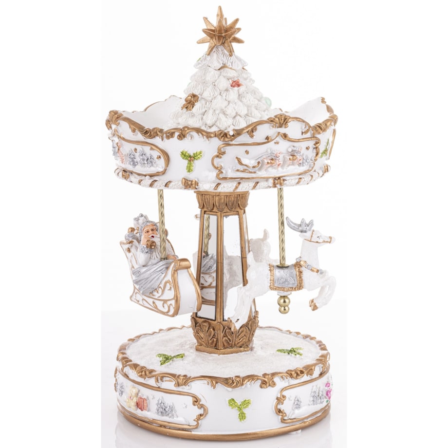 Dekoracja - karuzela z pozytywką 25x15x15 cm GIOSTRA-2 biało-złota