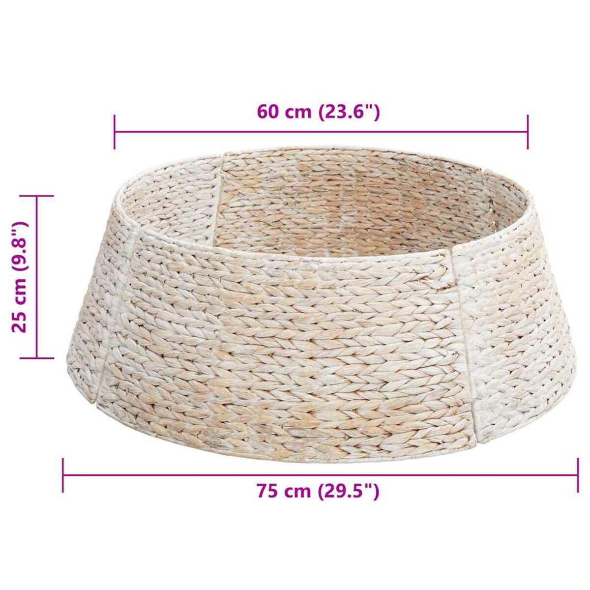 vidaXL Kołnierz do Choinki Biały 75 x 75 x 25 cm Hiacynt wodny
