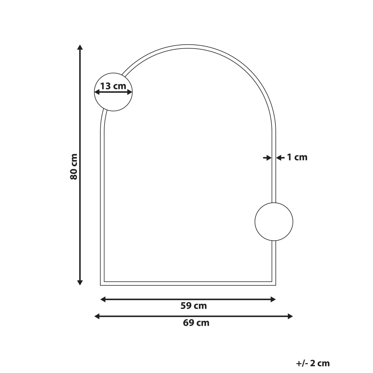 Lustro ścienne metalowe 69 x 80 cm czarne AULON
