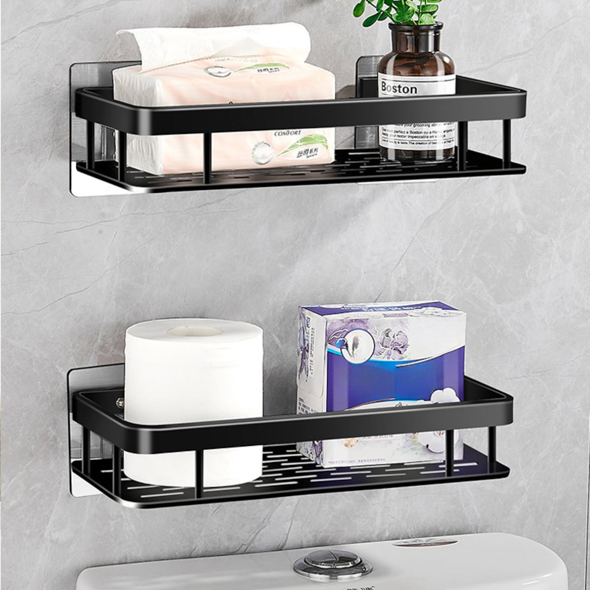 Półka Łazienkowa pod prysznic 2 Sztuki, Czarna