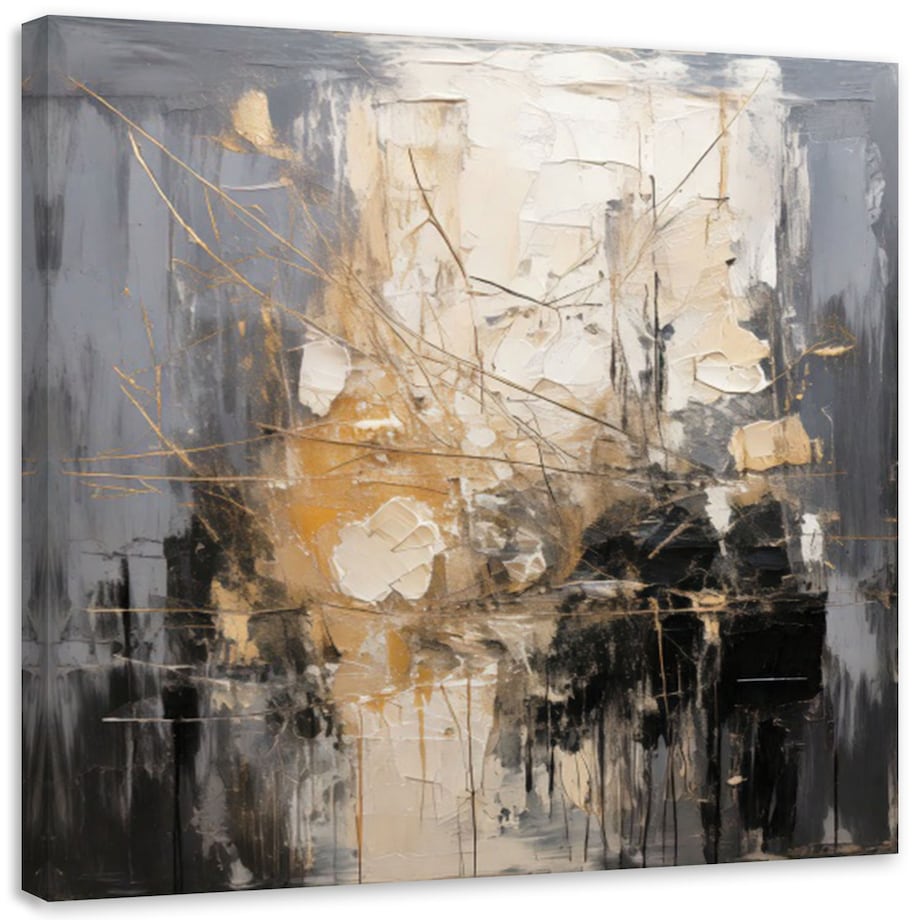Feeby Obraz, Abstrakcja Technika Impasto Szarość 60x60
