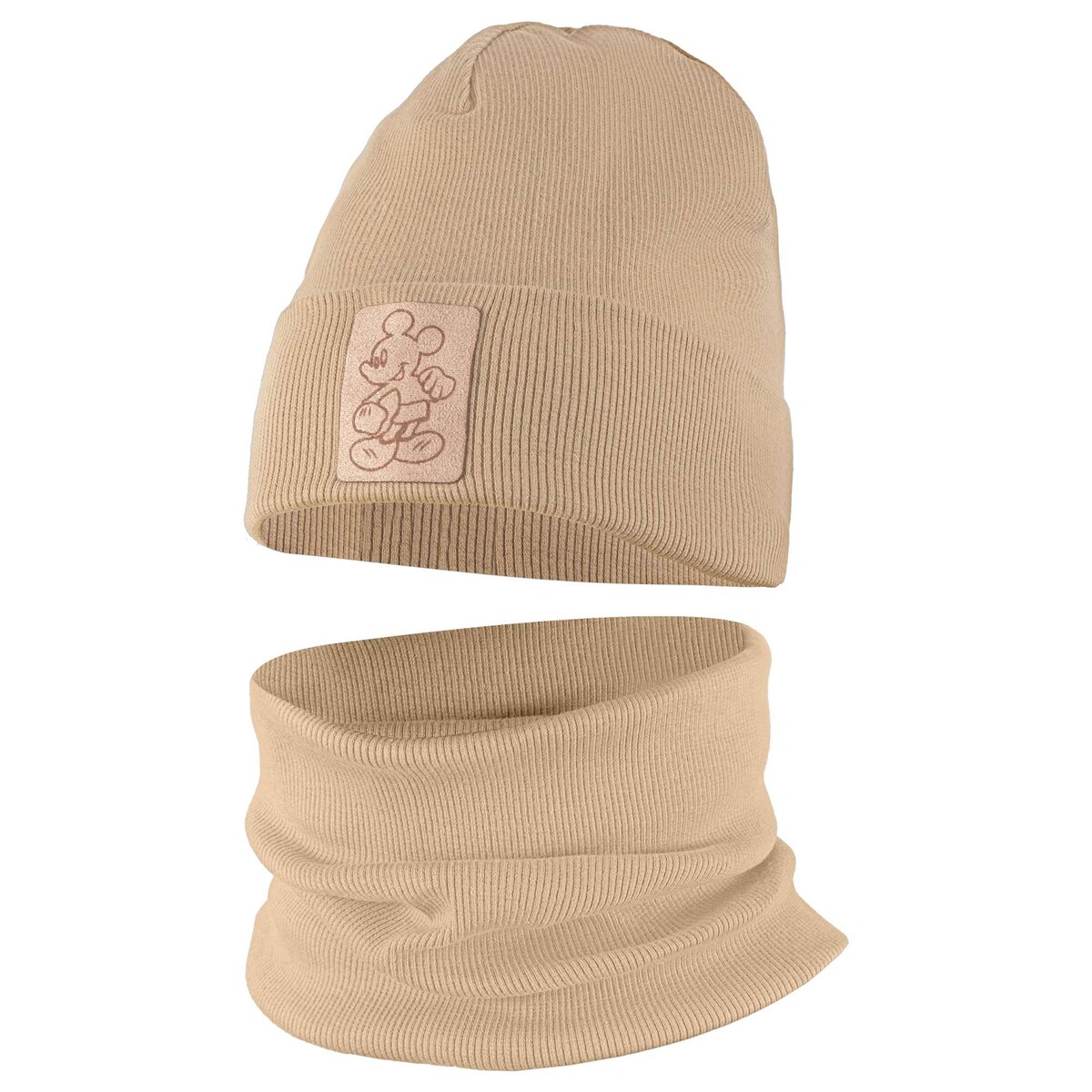 Czapeczka Jesienna Wiosenna Czapka + Komin Komplet Dla Dzieci 46-48 Beżowa