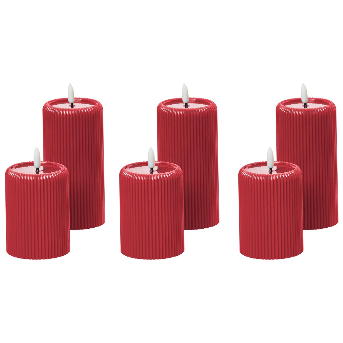 Zestaw 6 świec LED NOISETTE 10/16 cm Czerwony