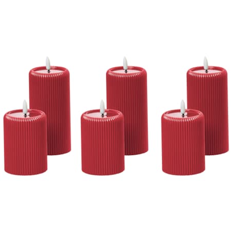 Zestaw 6 świec LED NOISETTE 10/16 cm Czerwony
