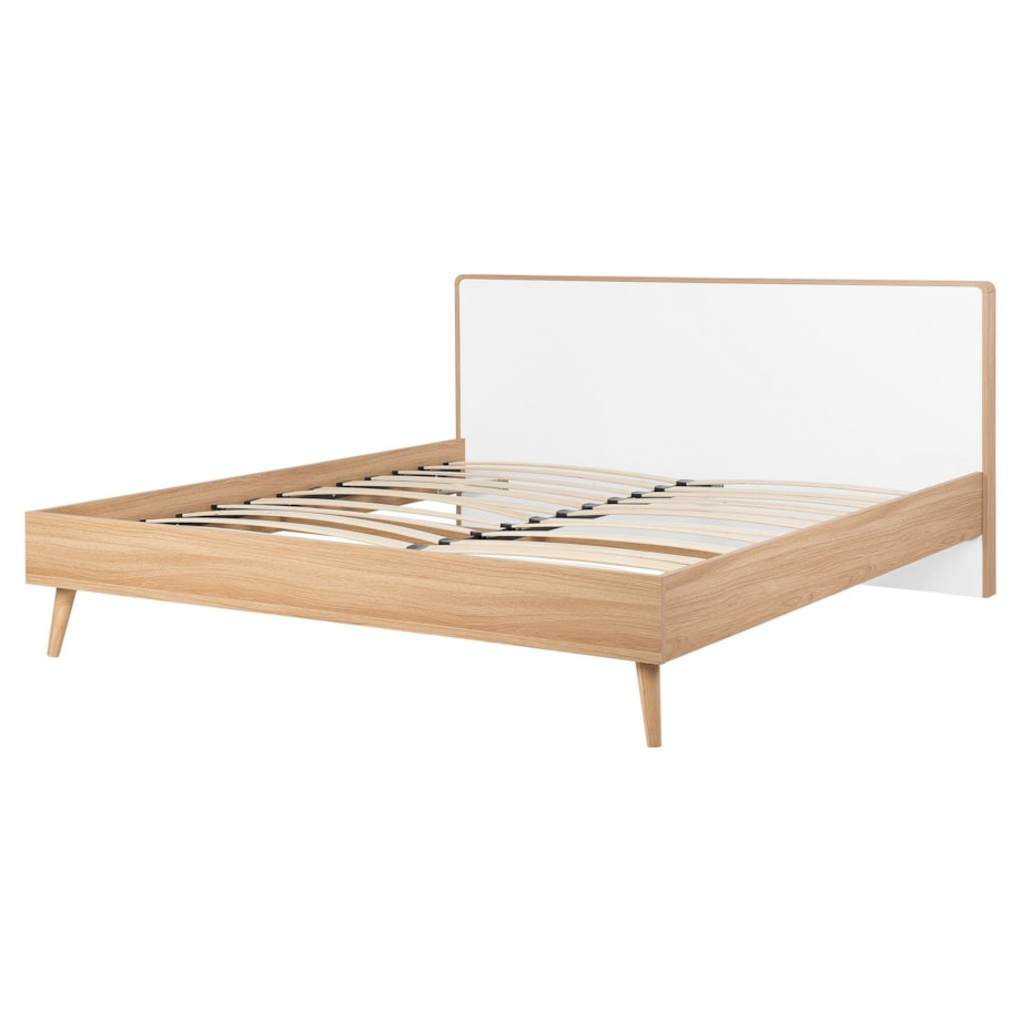 Łóżko LED 160 x 200 cm jasne drewno SERRIS