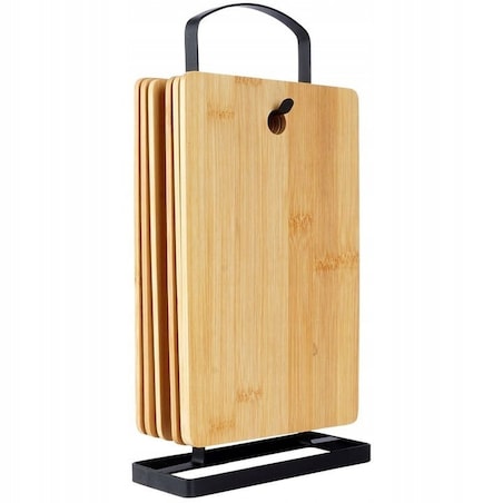 6x Deski ŚNIADANIOWE małe deski do podawania krojenia bambusowe na stojaku