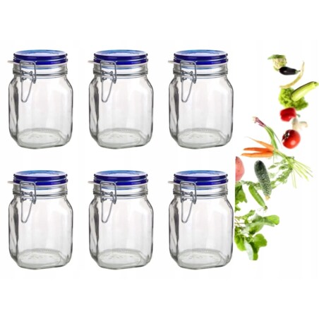 6x SŁOIK POJEMNIK hermetyczny 2 L BORMIOLI BLUE FIDO na żywność kapustę