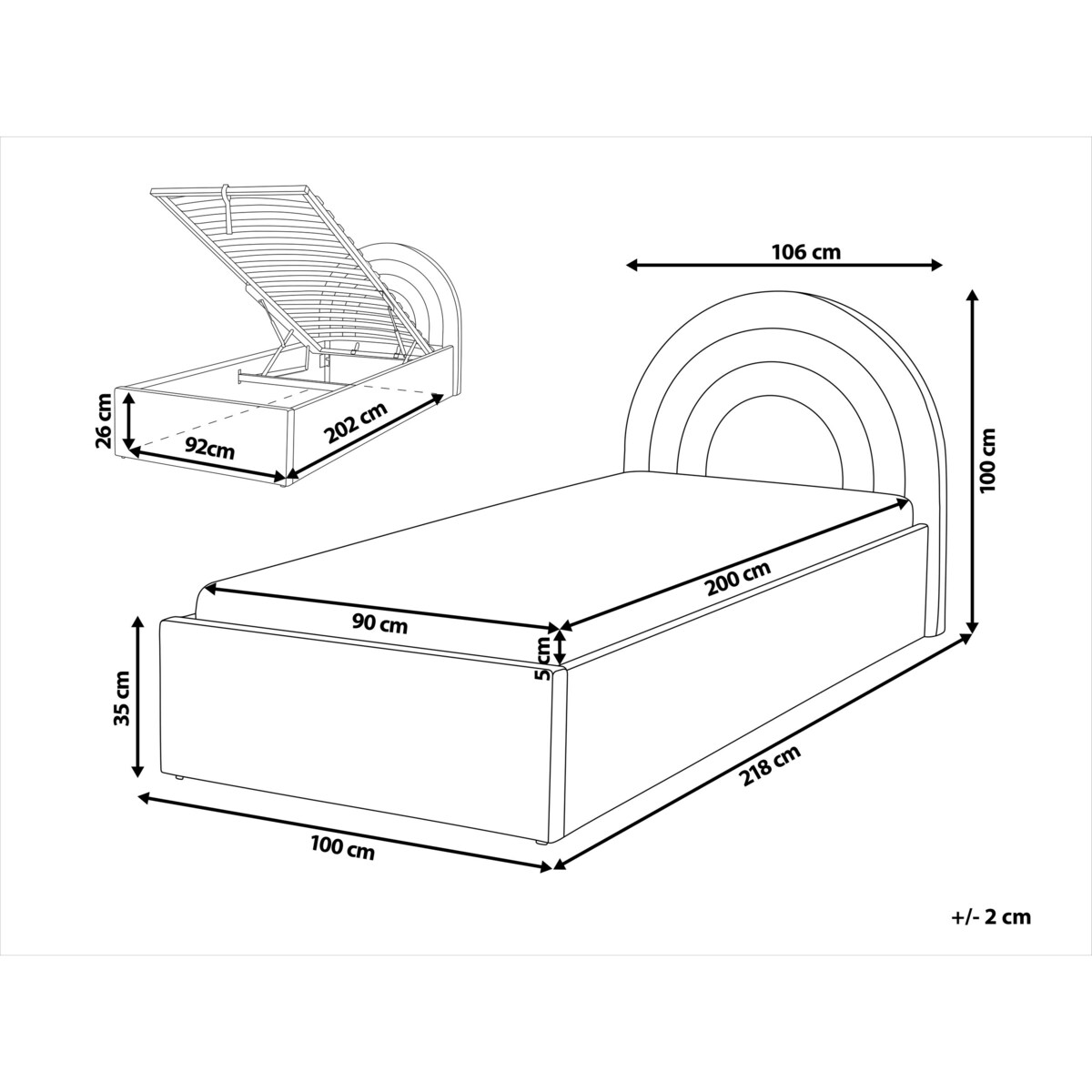 Łóżko z pojemnikiem welurowe 90 x 200 cm jasnoniebieskie ANET