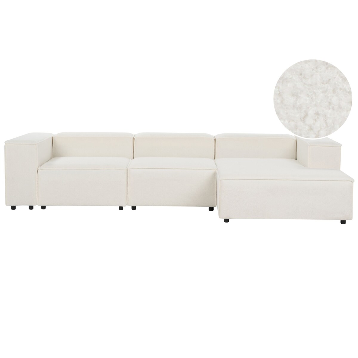 Narożnik modułowy ARDAL Boucle Biały dla 3 osób Lewostronny