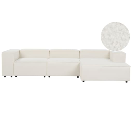 Narożnik modułowy ARDAL Boucle Biały dla 3 osób Lewostronny
