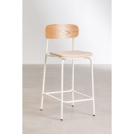 Krzesło barowe metal, ekoskóra Wipler 66,5 cm kremowe