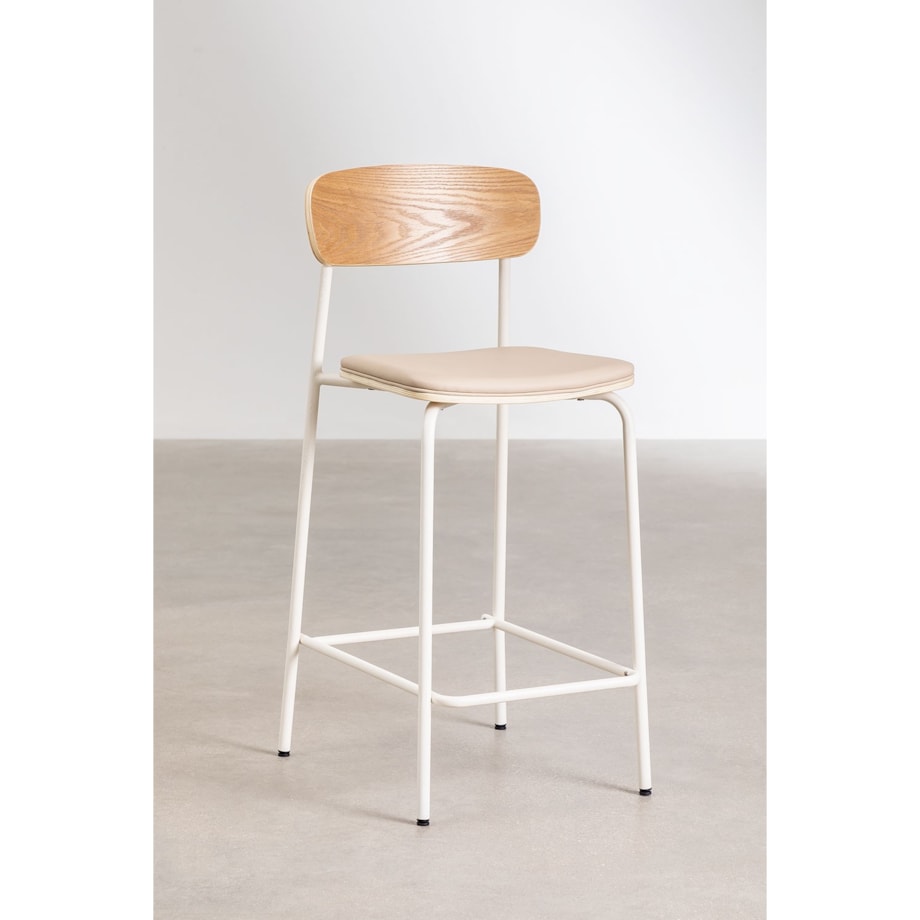 Krzesło barowe metal, ekoskóra Wipler 66,5 cm kremowe