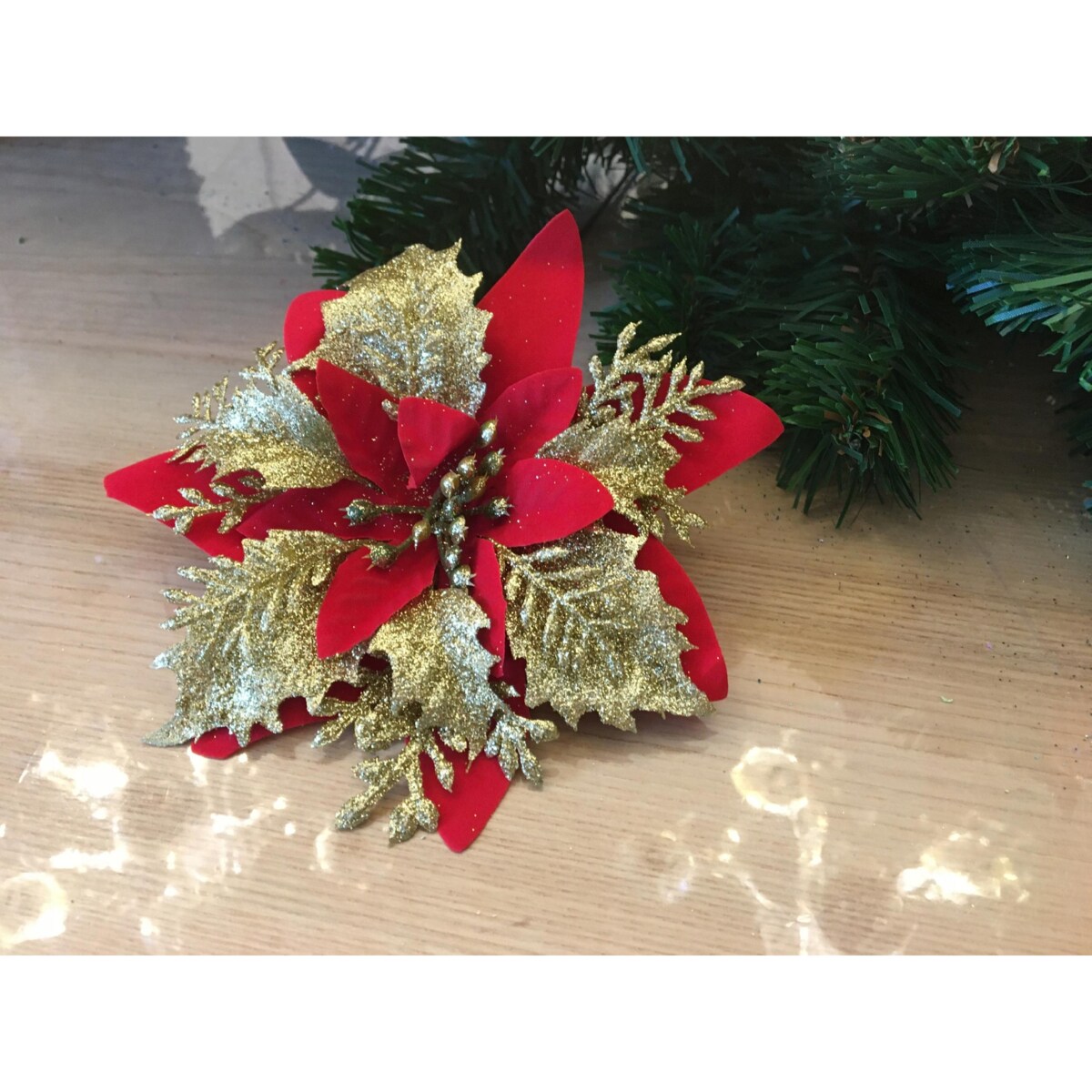 KWIAT GWIAZDA BETLEJEMSKA czerwona na stroik bukiet święta brokatowa 6szt