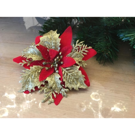 KWIAT GWIAZDA BETLEJEMSKA czerwona na stroik bukiet święta brokatowa 6szt